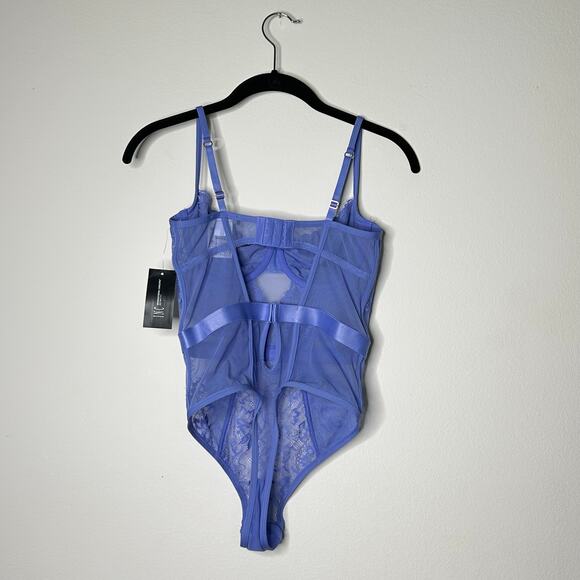 INC International Concepts Sheer Lace Bodysuit G-String in Lolite‎ Sz S - Picture 3 of 8